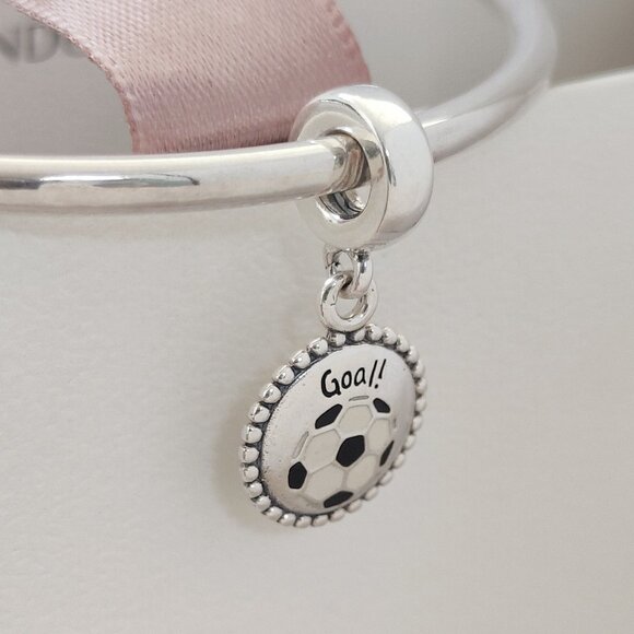 Pandora Goal! Football Dangle Charm Soccer Sports Pendant S925 Silver with box - Picture 3 of 7
